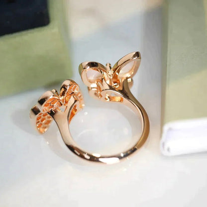 [Royal&Vicky]TWIN BUTTERFLY DIAMOND MOP RING