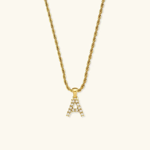 [Royal&Vicky]Elodie Initial Letter Pearl Necklace