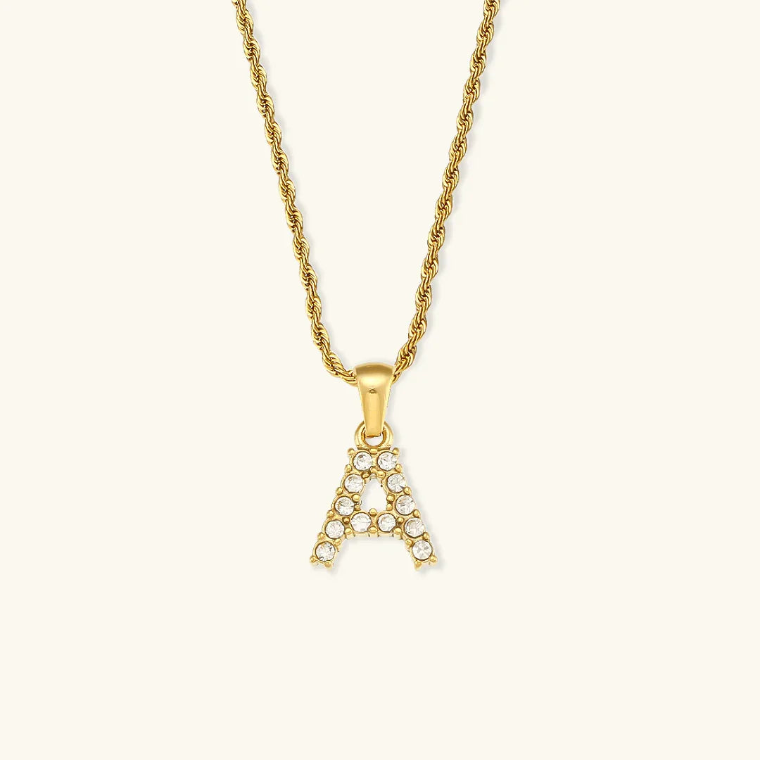 [Royal&Vicky]Maeve Letter Initial Diamond Necklace