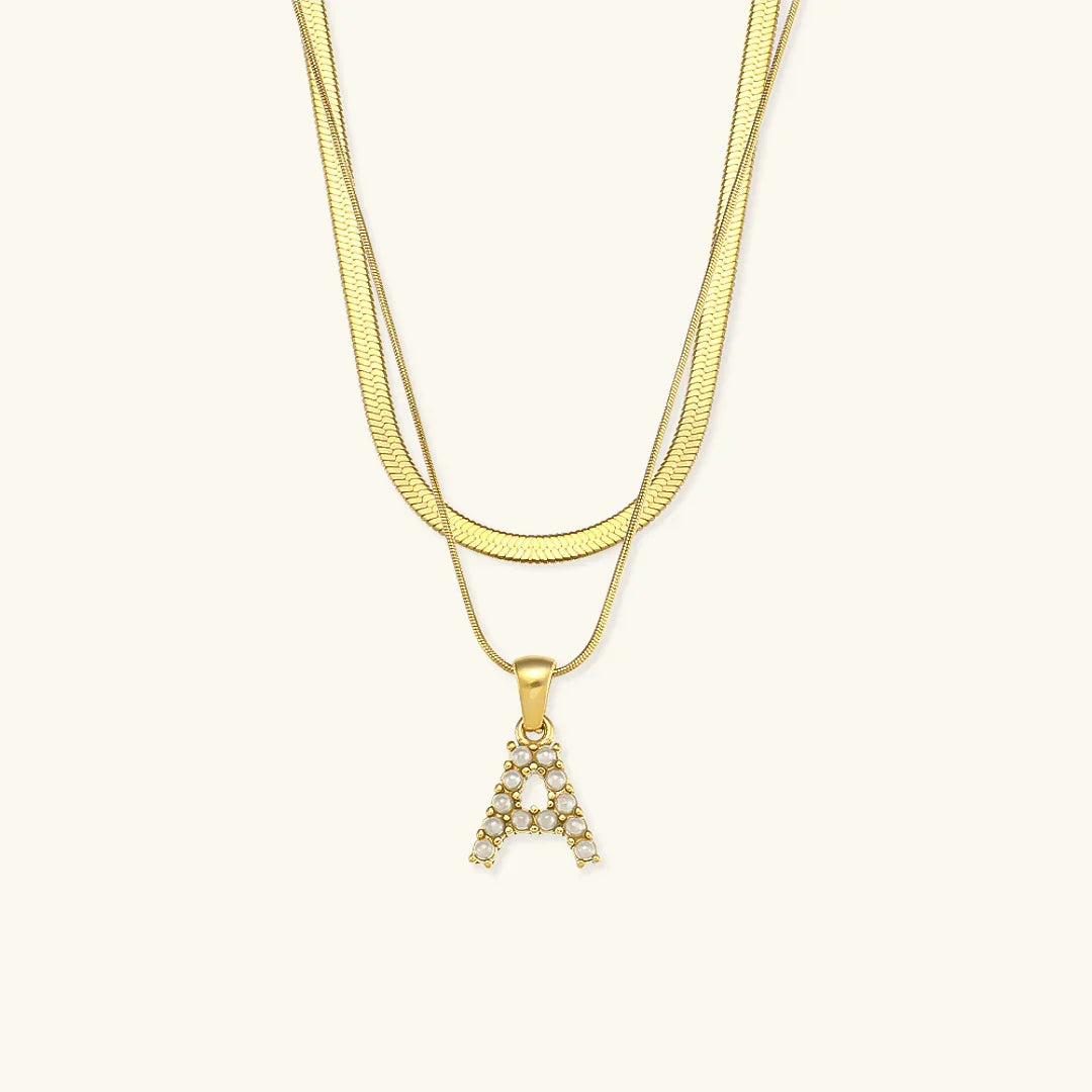 [Royal&Vicky]Fiona Layered Gold Initial Letter Necklace