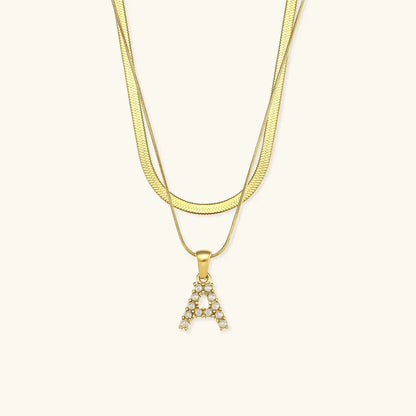 [Royal&Vicky]Fiona Layered Gold Initial Letter Necklace