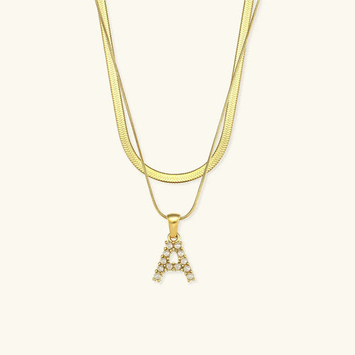 [Royal&Vicky]Fiona Layered Gold Initial Letter Necklace