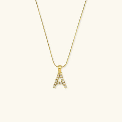[Royal&Vicky]Augustine Initial Letter Pearl Necklace