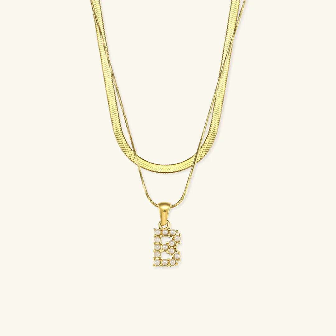 [Royal&Vicky]Fiona Layered Gold Initial Letter Necklace
