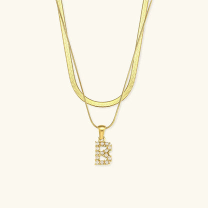 [Royal&Vicky]Fiona Layered Gold Initial Letter Necklace