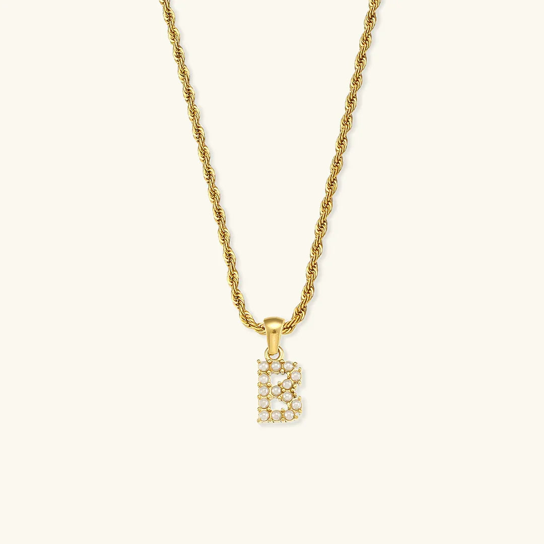 [Royal&Vicky]Elodie Initial Letter Pearl Necklace