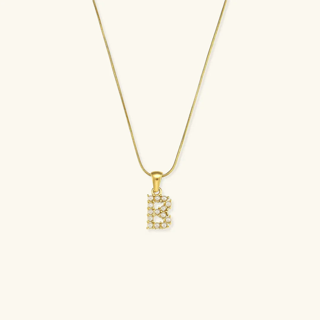 [Royal&Vicky]Augustine Initial Letter Pearl Necklace