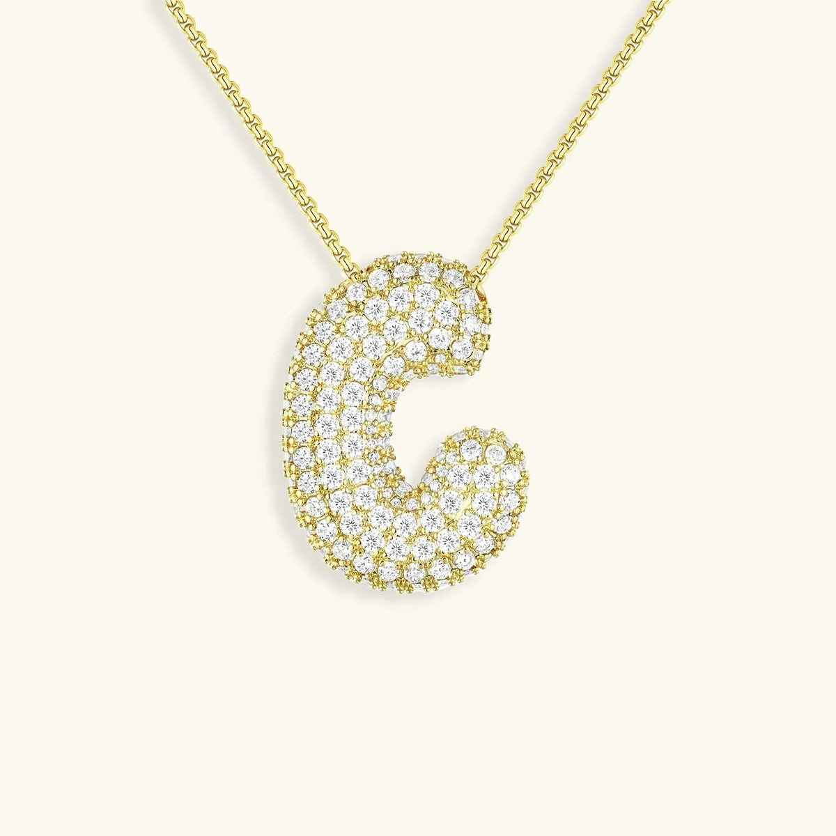[Royal&Vicky]Bubble Initial Diamond Necklace