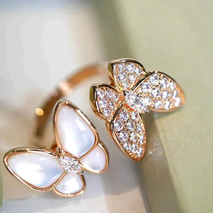 [Royal&Vicky]TWIN BUTTERFLY DIAMOND MOP RING
