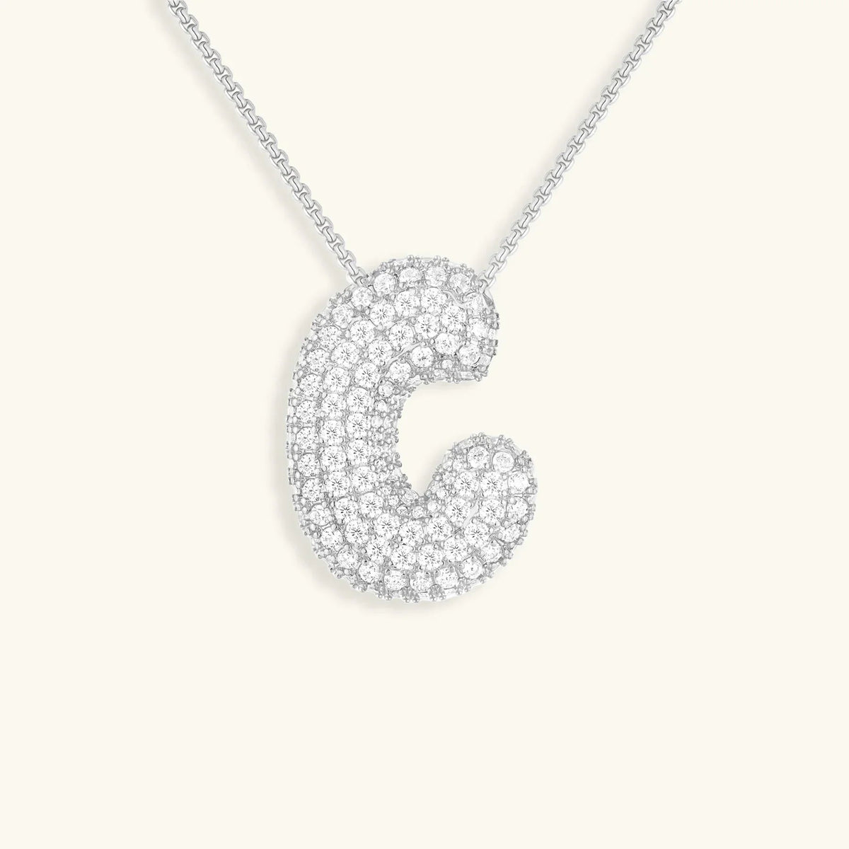 [Royal&Vicky]Bubble Initial Diamond Necklace