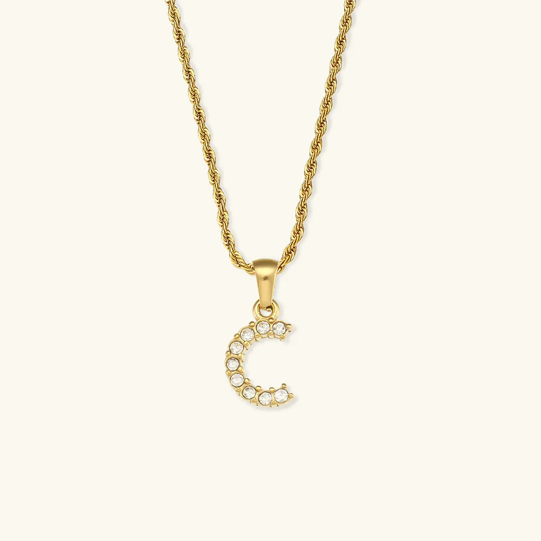 [Royal&Vicky]Maeve Letter Initial Diamond Necklace