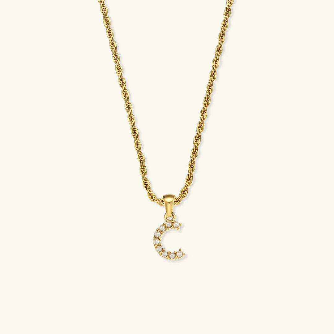 [Royal&Vicky]Elodie Initial Letter Pearl Necklace