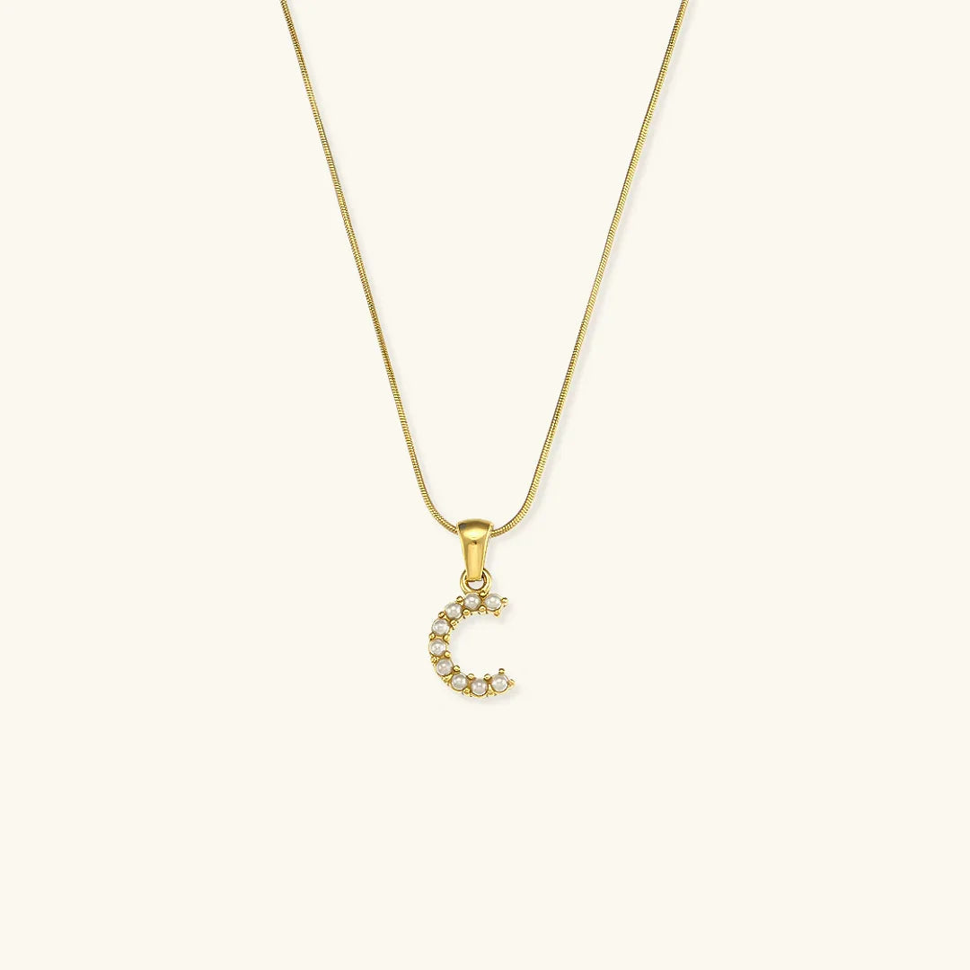 [Royal&Vicky]Augustine Initial Letter Pearl Necklace
