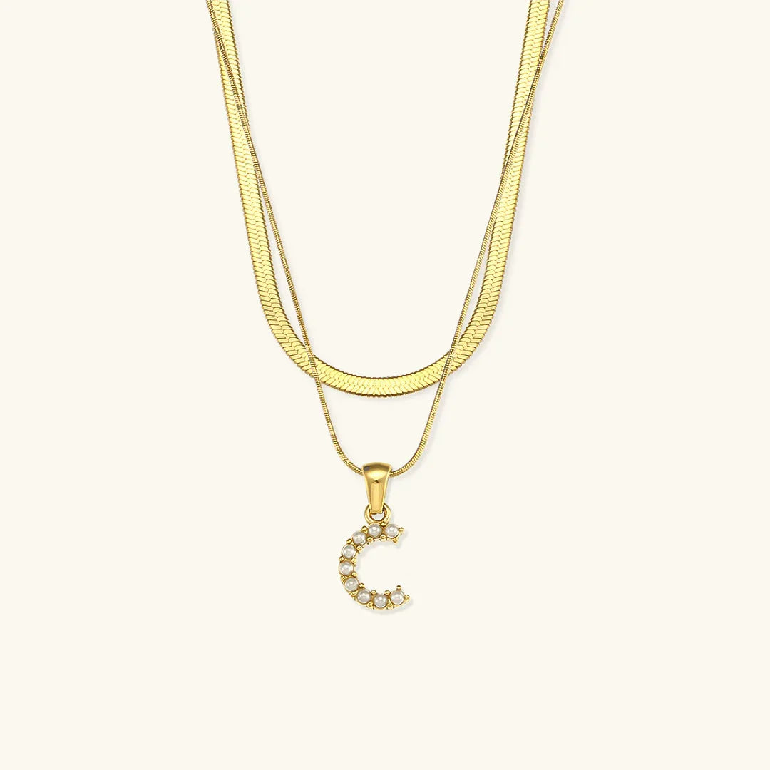 [Royal&Vicky]Fiona Layered Gold Initial Letter Necklace