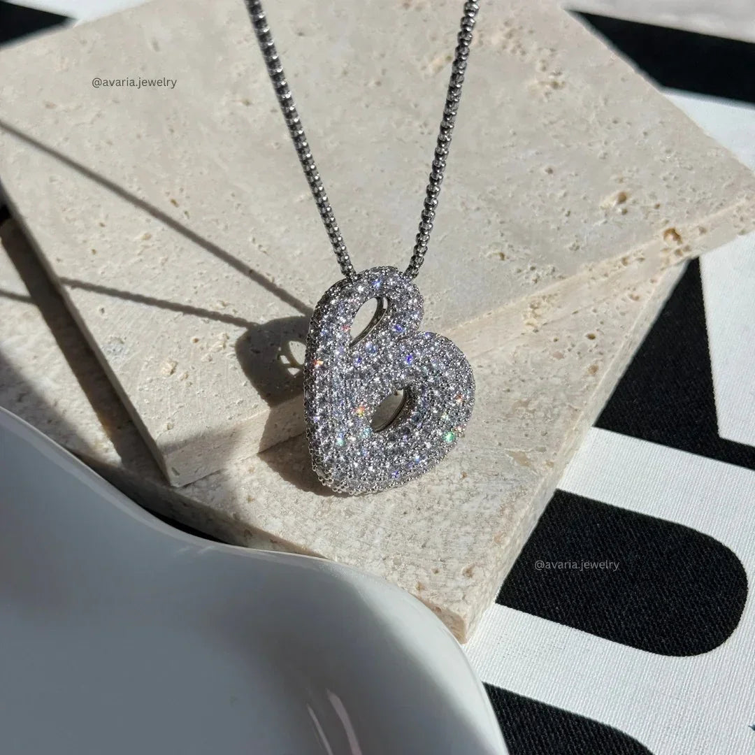 [Royal&Vicky]Bubble Initial Diamond Necklace