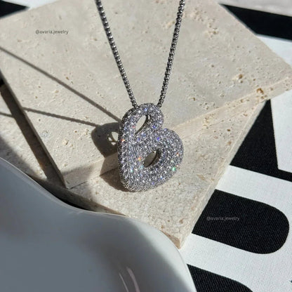 [Royal&Vicky]Bubble Initial Diamond Necklace