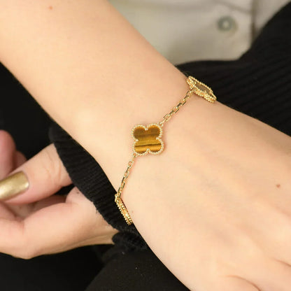 [Royal&Vicky]LUCKY CLOVER 5-MOTIF BRACELET -  TIGER’S EYE COLLECTION
