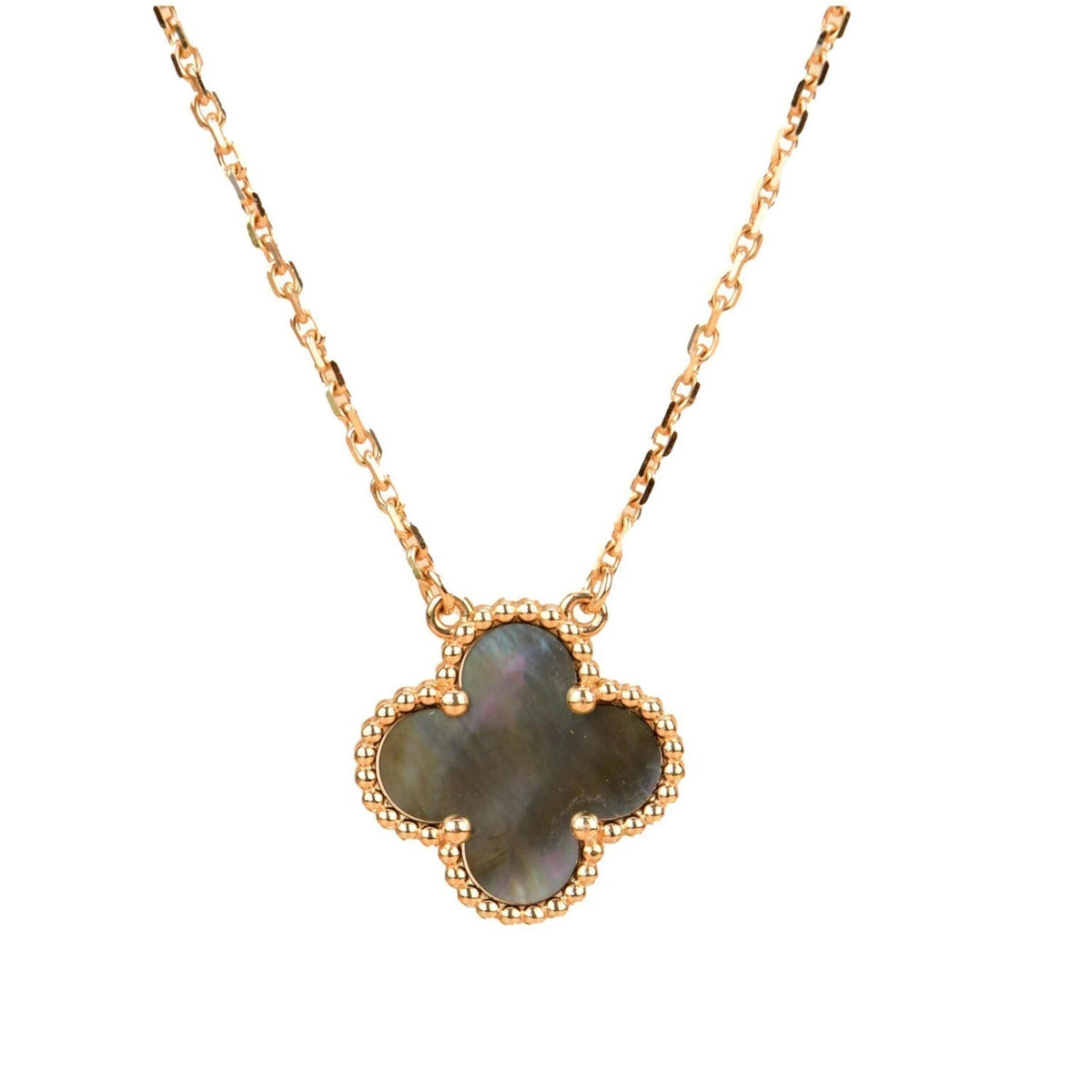 [Royal&Vicky]CLOVER 15MM  GRAY MOTHER OF PEARL NECKLACE