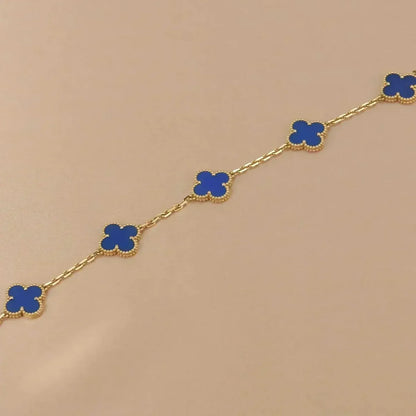 [Royal&Vicky]LUCKY CLOVER 5-MOTIF BRACELET - BLUE AGATE COLLECTION