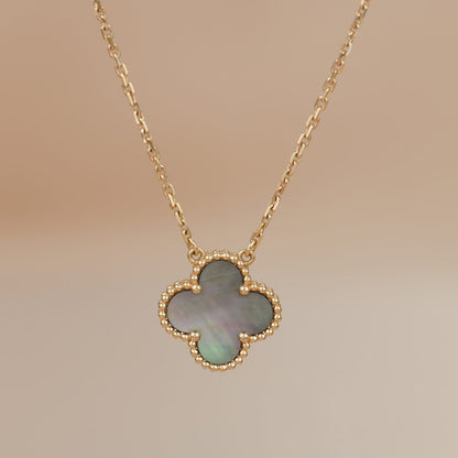 [Royal&Vicky]CLOVER 15MM  GRAY MOTHER OF PEARL NECKLACE
