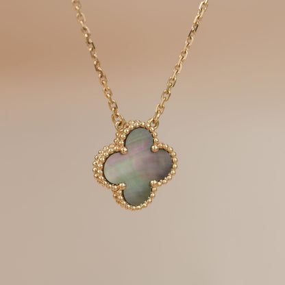 [Royal&Vicky]CLOVER 15MM  GRAY MOTHER OF PEARL NECKLACE