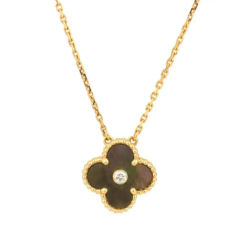 [Royal&Vicky]CLOVER 15MM DIAMOND AND MOTHER-OF-GREY NECKLACE
