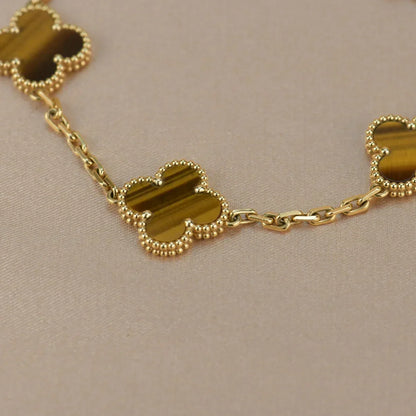 [Royal&Vicky]LUCKY CLOVER 5-MOTIF BRACELET -  TIGER’S EYE COLLECTION