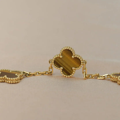 [Royal&Vicky]LUCKY CLOVER 5-MOTIF BRACELET -  TIGER’S EYE COLLECTION