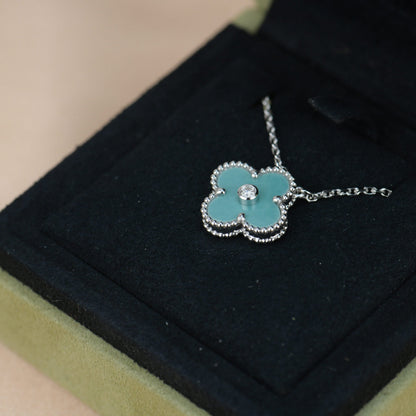 [Royal&Vicky]CLOVER 15MM DIAMOND SVRES PORCELAIN  NECKLACE SILVER