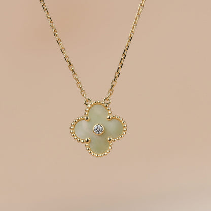 [Royal&Vicky]CLOVER 15MM DIAMOND GOLD MOTHER OF PEARL NECKLACE