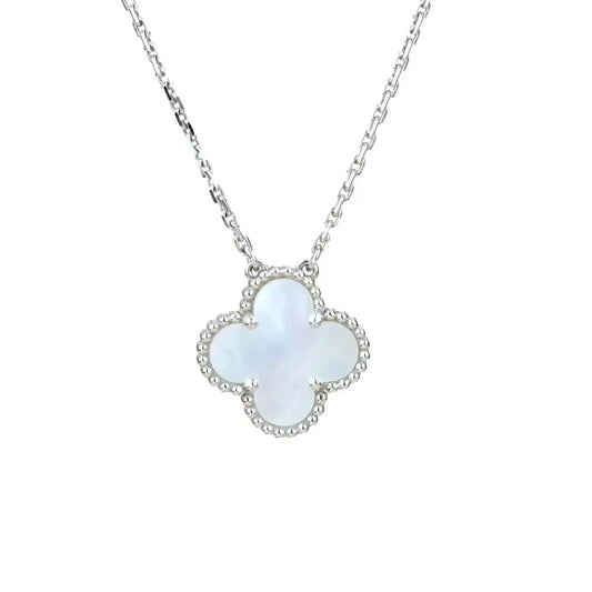 [Royal&Vicky]CLOVER  15MM WHITE MOTHER-OF-PEARL SILVER