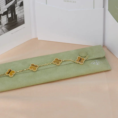 [Royal&Vicky]LUCKY CLOVER 5-MOTIF BRACELET -  TIGER’S EYE COLLECTION