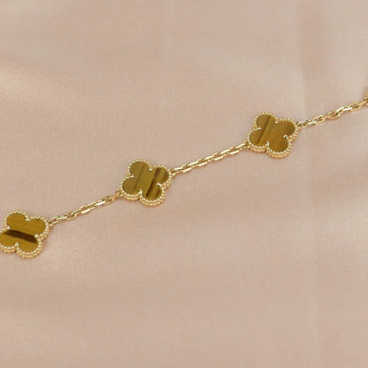 [Royal&Vicky]LUCKY CLOVER 5-MOTIF BRACELET -  TIGER’S EYE COLLECTION