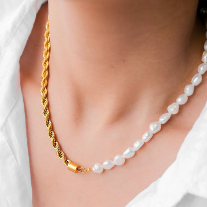 [Royal&Vicky]Dualia Gold Pearl Necklace