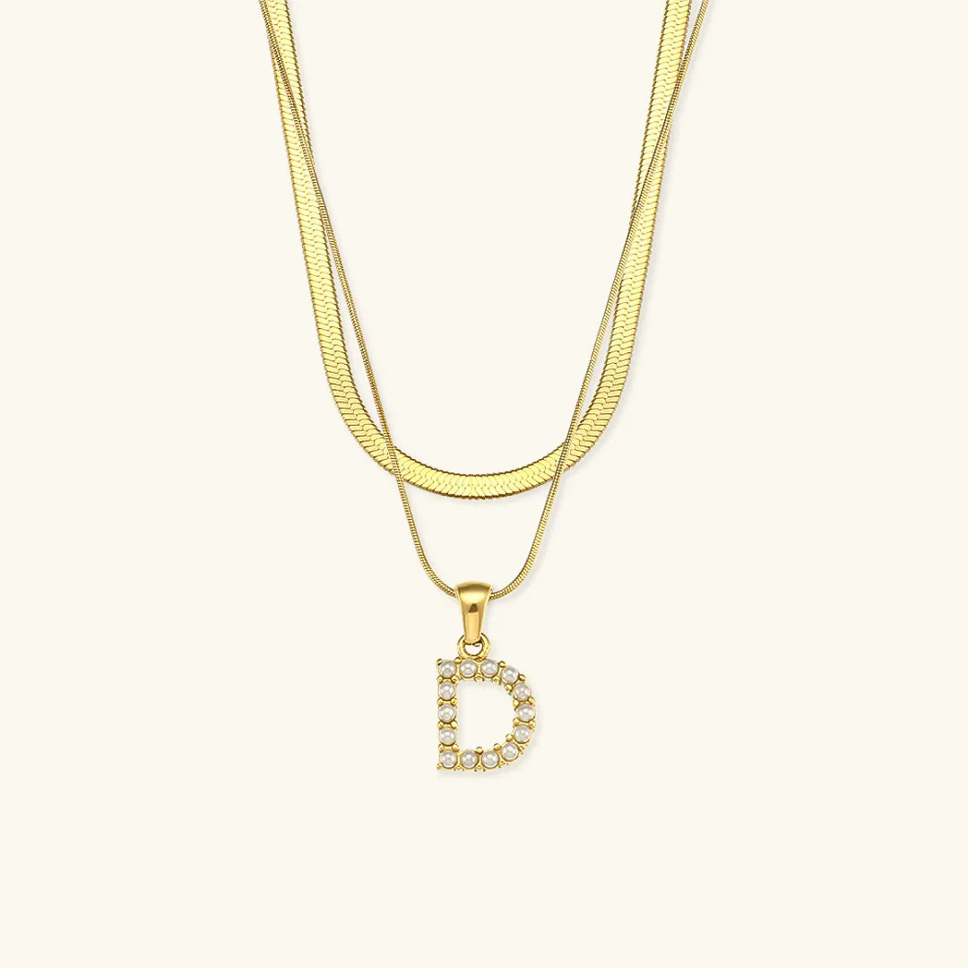 [Royal&Vicky]Fiona Layered Gold Initial Letter Necklace