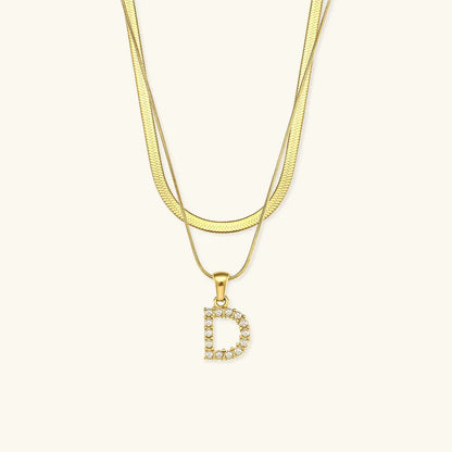 [Royal&Vicky]Fiona Layered Gold Initial Letter Necklace