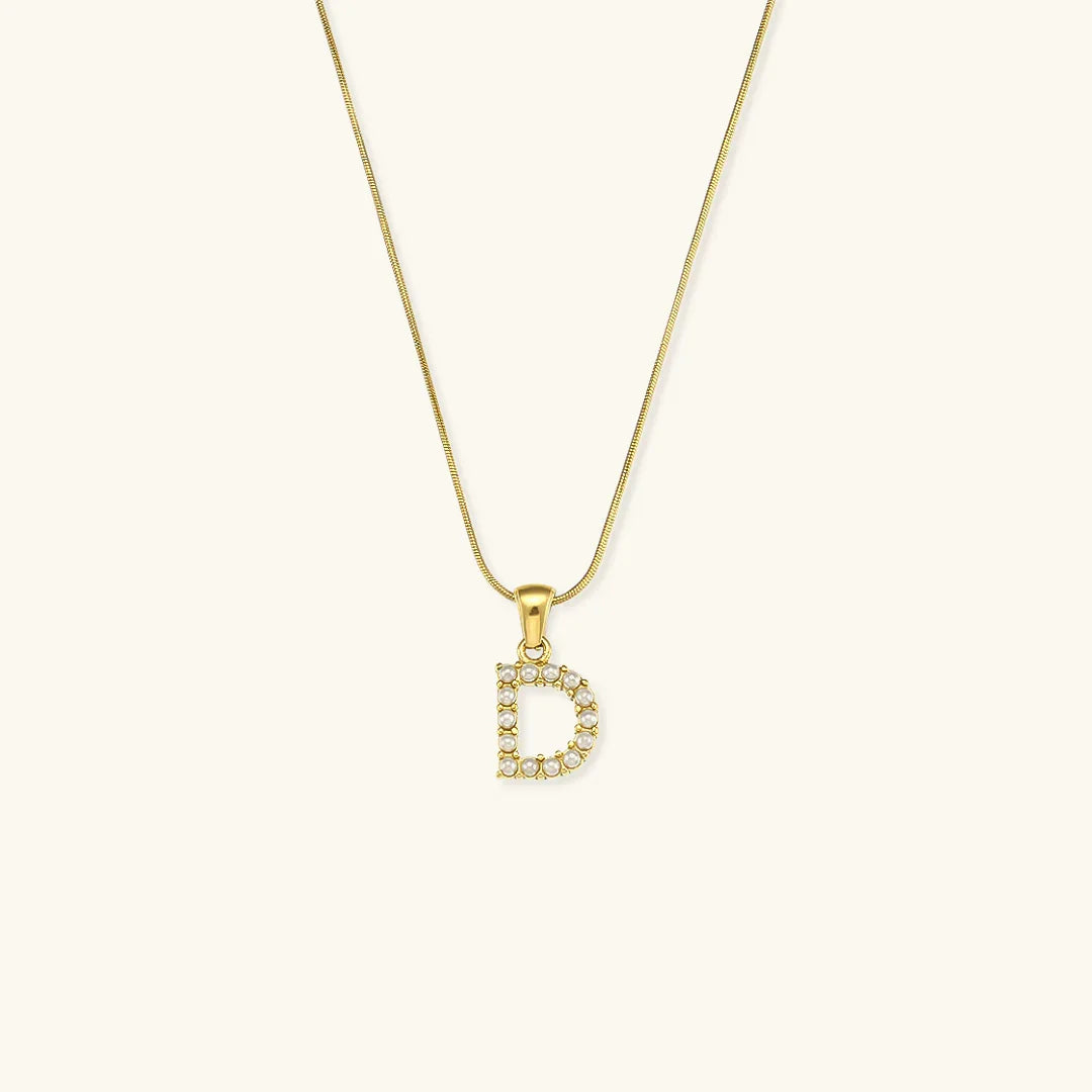 [Royal&Vicky]Augustine Initial Letter Pearl Necklace