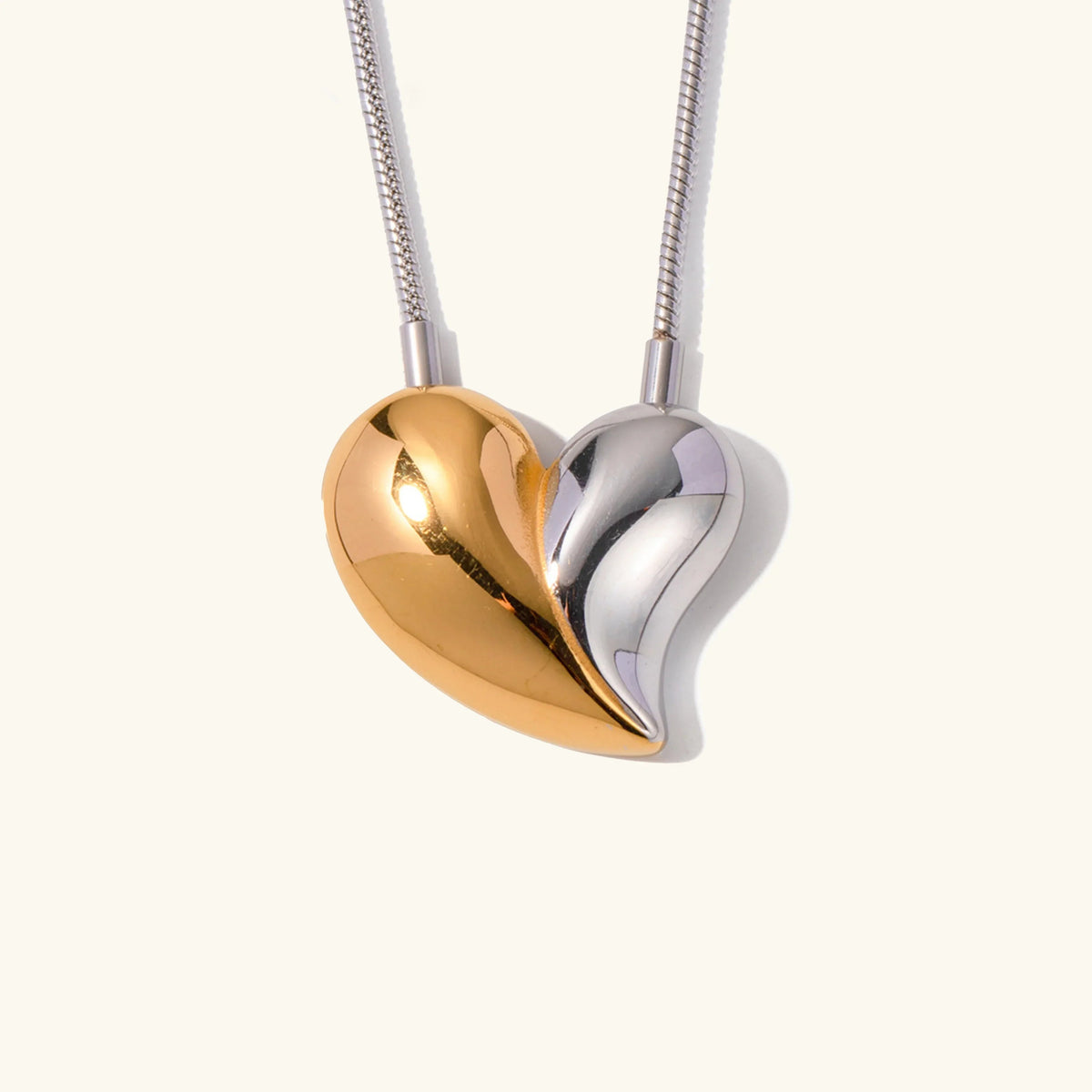 [Royal&Vicky]Dorothea Two Tone Heart Necklace