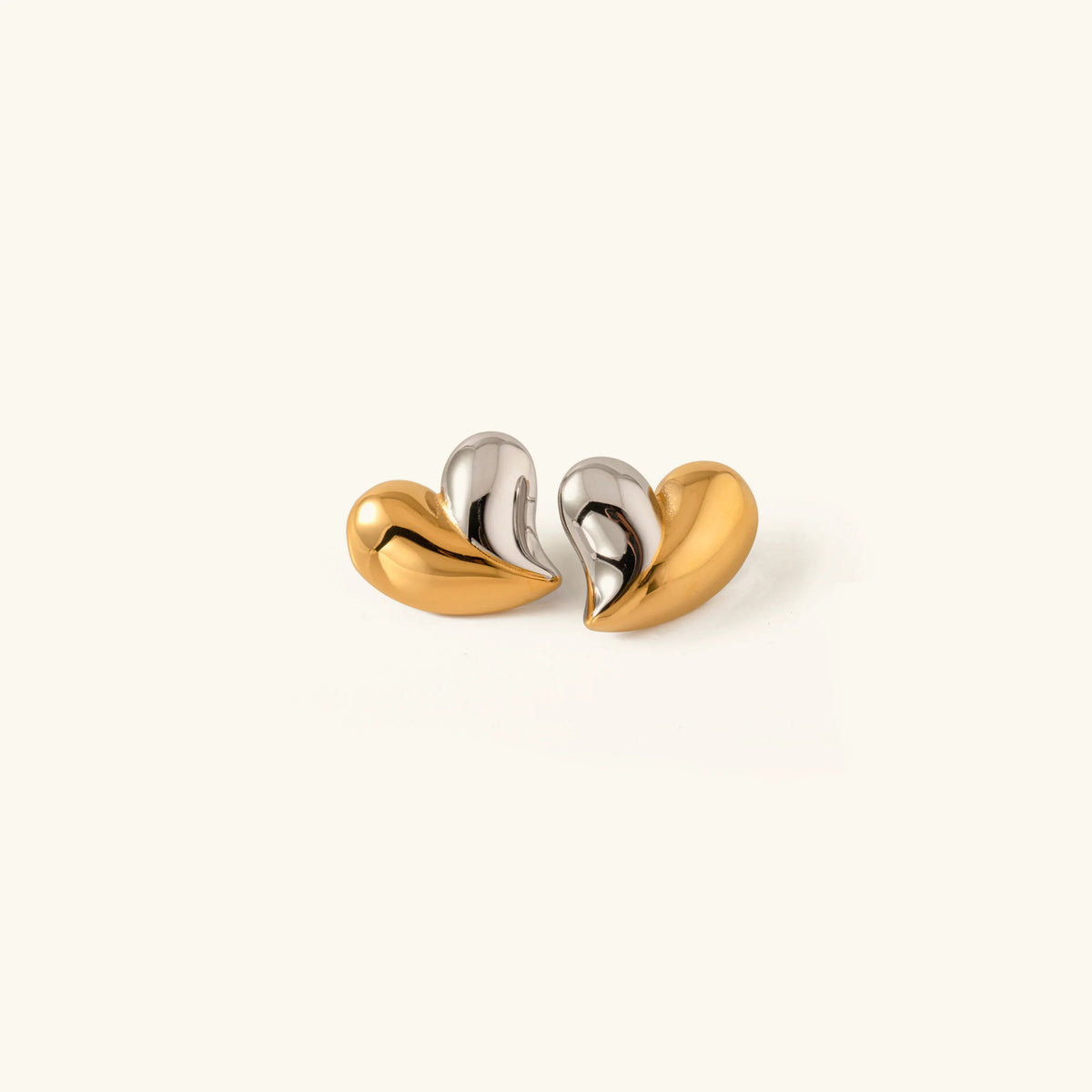 [Royal&Vicky]Dorothea Two Tone Heart Earrings