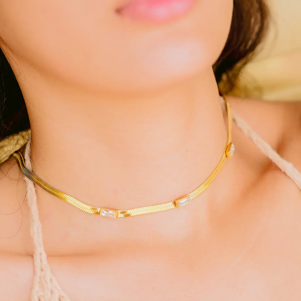 [Royal&Vicky]Eve Herringbone Gold Necklace