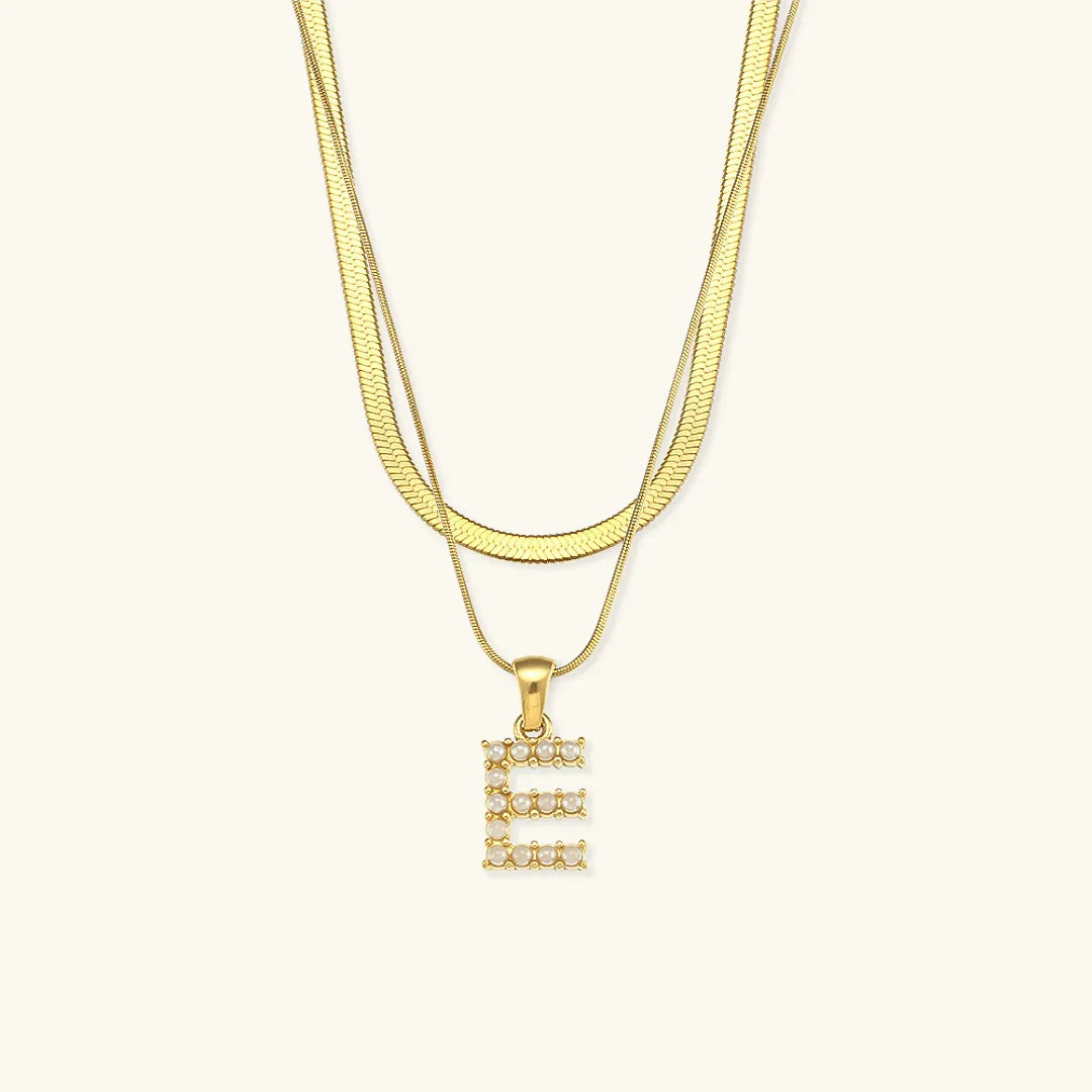 [Royal&Vicky]Fiona Layered Gold Initial Letter Necklace
