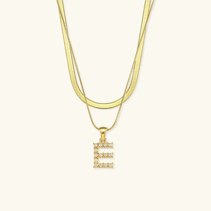 [Royal&Vicky]Fiona Layered Gold Initial Letter Necklace