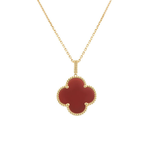 [Royal&Vicky]CLOVER 25MM NECKLACE GOLD CARNELIAN