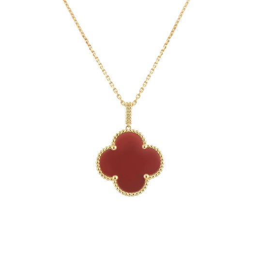 [Royal&Vicky]CLOVER 25MM NECKLACE GOLD CARNELIAN