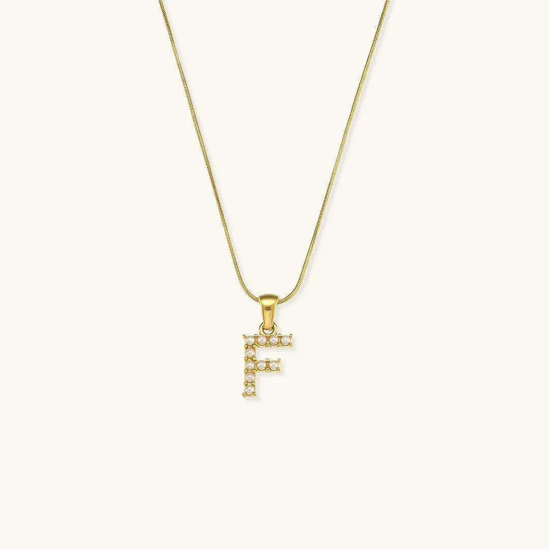 [Royal&Vicky]Augustine Initial Letter Pearl Necklace
