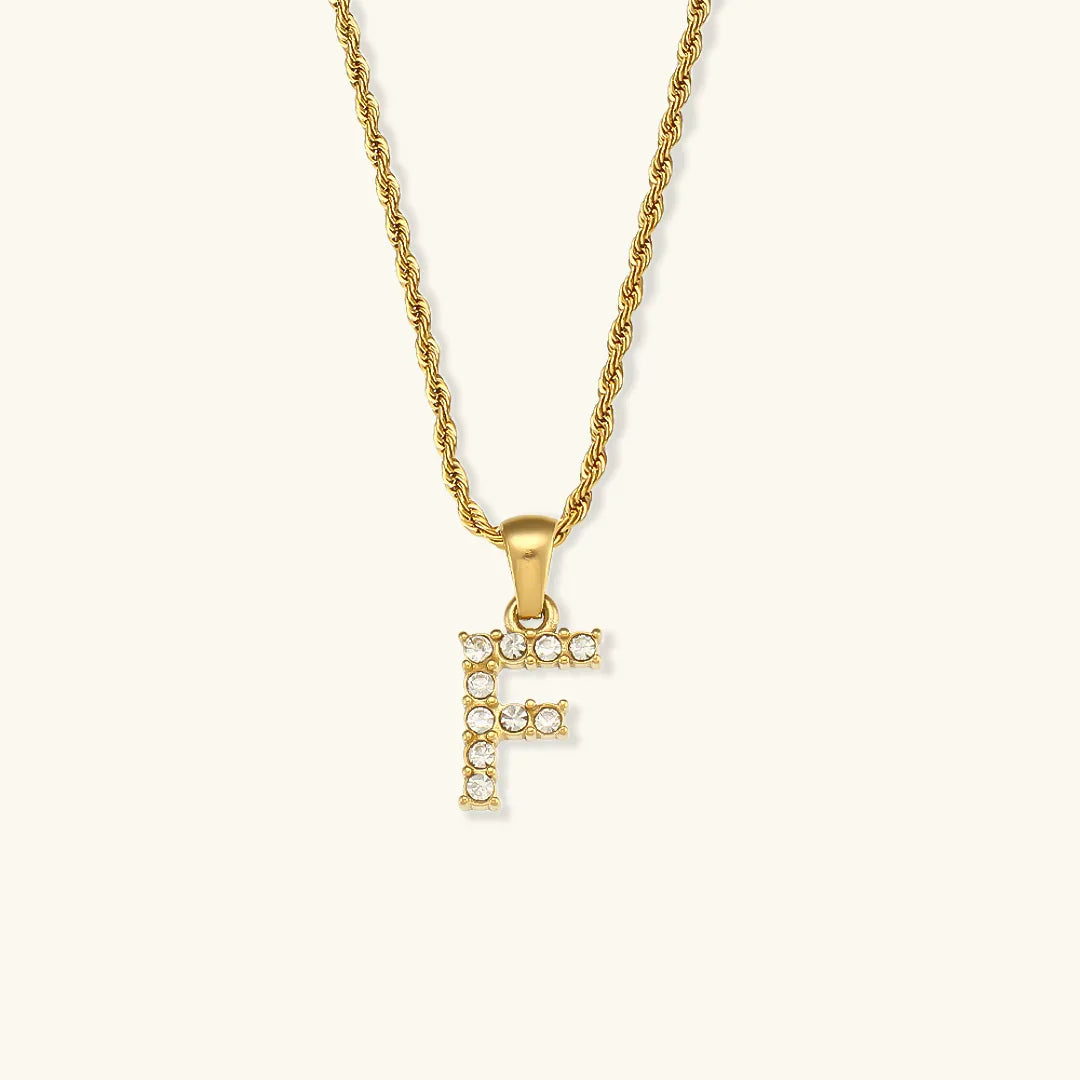 [Royal&Vicky]Maeve Letter Initial Diamond Necklace