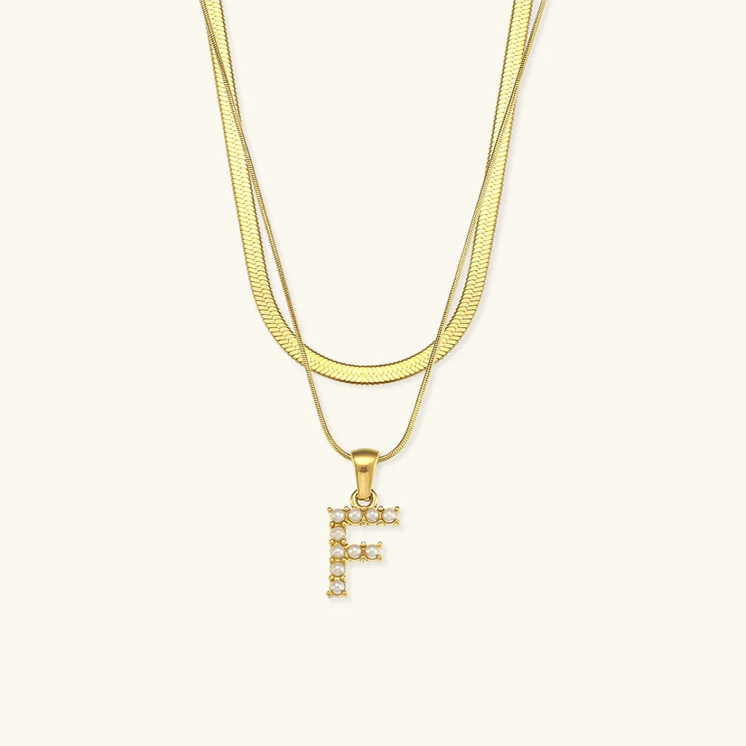 [Royal&Vicky]Fiona Layered Gold Initial Letter Necklace