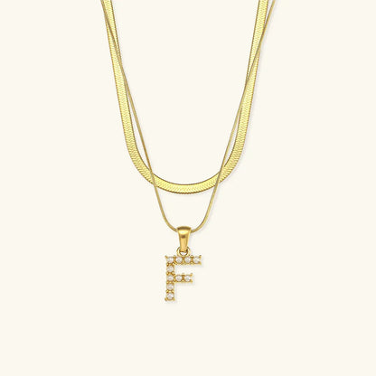 [Royal&Vicky]Fiona Layered Gold Initial Letter Necklace