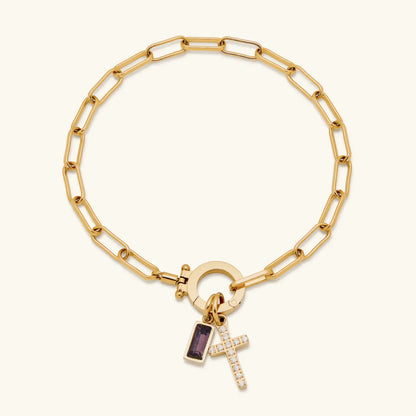 [Royal&Vicky]Annabella Birthstone Cross Bracelet