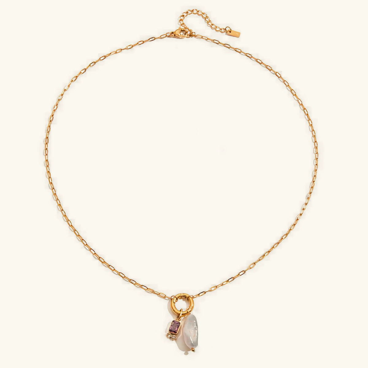 [Royal&Vicky]Caitlin Birthstone Pearl Necklace